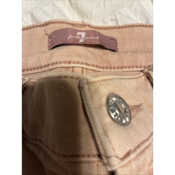 7 for all mankind Women’s Solid Salmon Pink Jean Denim Shorts Mid Rise 24 - Picture 3 of 4